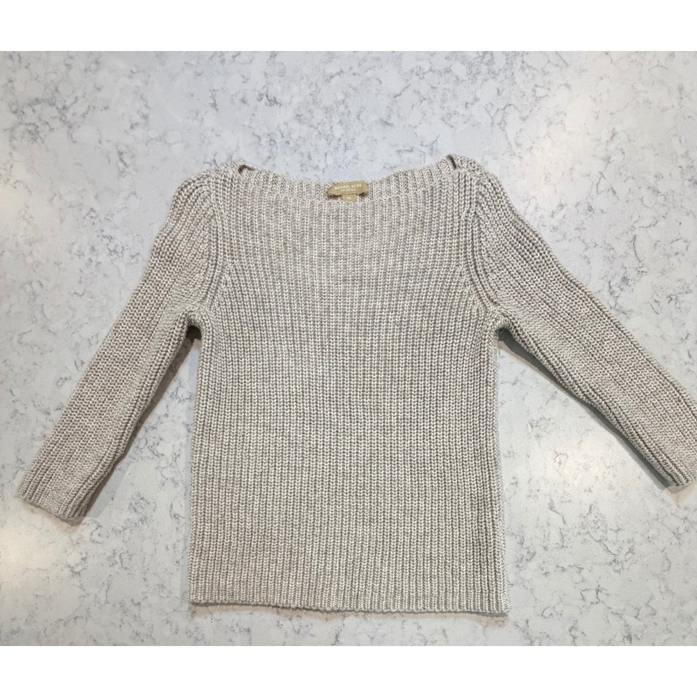 Michael Kors Collection Hemp Melange Cotton Linen Ribb Knit Sweater XS 675AKG921